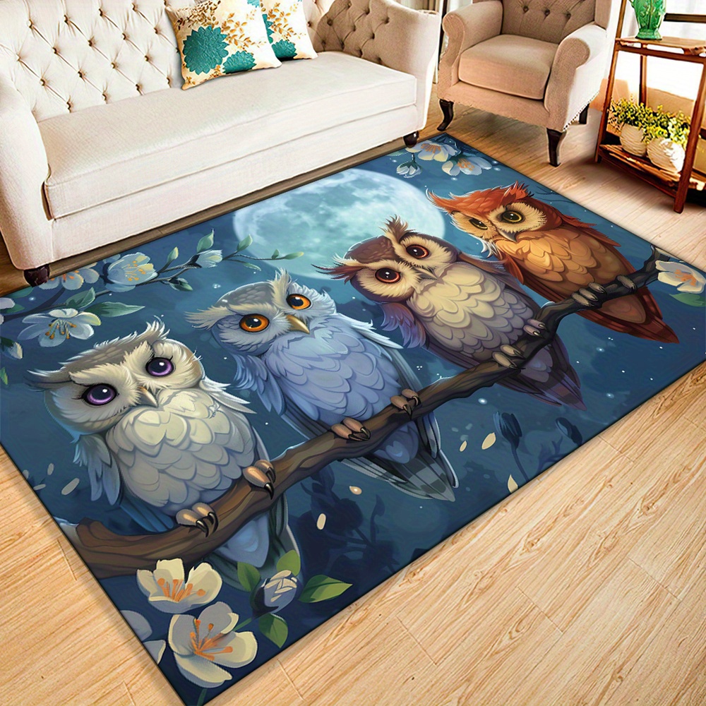 Home Textiles Rug - Moonlight Owls Carpet: Comfortable Printed Area