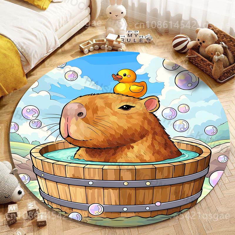 Cute Capybara Cartoon Printing - Home Textiles Rug 评论和价格